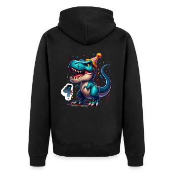 4th Birthday T Rex Dinosaur Children's Birthday Party - Unisex Premium Organic Zip Hoodie - black - Back - Nico (187cm)