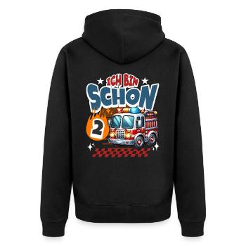 Feuerwehr 2. Geburtstag Kindergeburtstag - Unisex Premium Bio Zip Hoodie - Schwarz - Hinten - Nico (187cm)