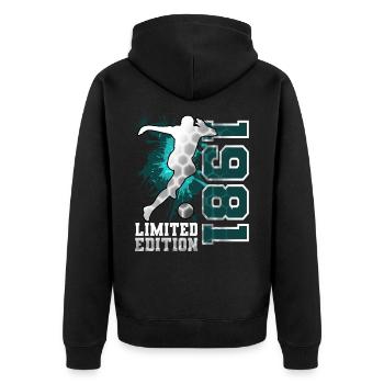 1981 Born Football Limited Edition Birthday - Unisex Premium Organic Zip Hoodie - black - Back - Nico (187cm)
