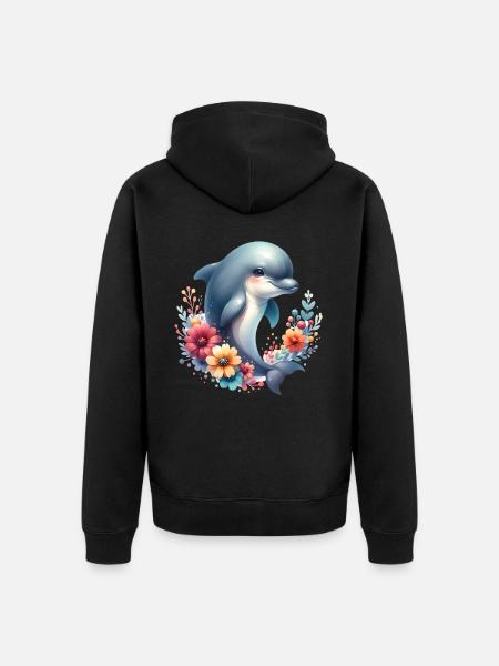 Delfin - Unisex Premium Bio Zip Hoodie - Schwarz