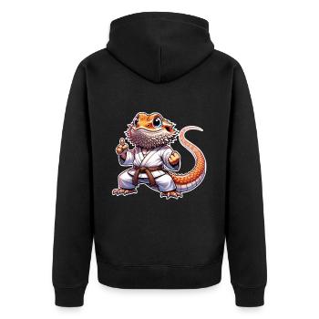 Bearded Dragons Bearded Dragons Karate Samurai - Unisex Premium Organic Zip Hoodie - black - Back - Nico (187cm)