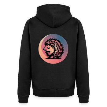 Igel - Unisex Premium Bio Zip Hoodie - Schwarz - Hinten - Nico (187cm)