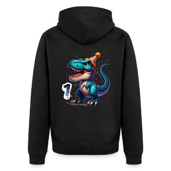 T Rex Dinosaure 1er Anniversaire Enfants Anniversaire - Veste à capuche bio Premium Unisexe - noir - Dos - Nico (187cm)