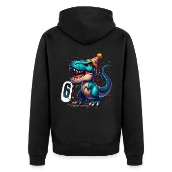 T Rex Dinosaure 6ème Anniversaire Enfants Anniversaire - Veste à capuche bio Premium Unisexe - noir - Dos - Nico (187cm)