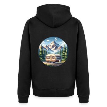Camping Camper Caravan - Unisex Premium Organic Zip Hoodie - black - Back - Nico (187cm)