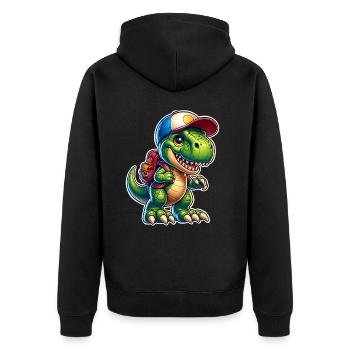 T Rex Étudiant École École Enfant Inscription à l’école - Veste à capuche bio Premium Unisexe - noir - Dos - Nico (187cm)