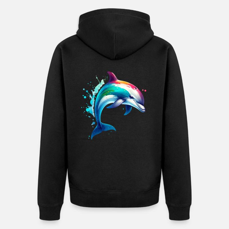 Delfin - Unisex Premium Bio Zip Hoodie - Schwarz