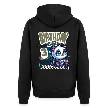 3. Geburtstag Kindergeburtstag Gaming Panda - Unisex Premium Bio Zip Hoodie - Schwarz - Hinten - Nico (187cm)