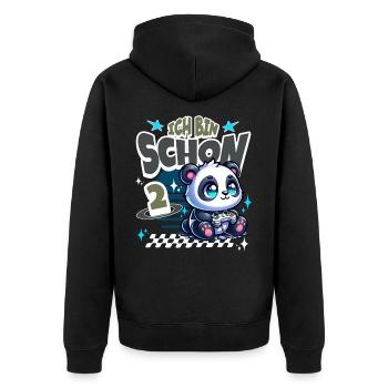 2. Geburtstag Kindergeburtstag Gaming Panda - Unisex Premium Bio Zip Hoodie - Schwarz - Hinten - Nico (187cm)