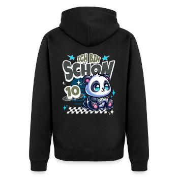 10. Geburtstag Kindergeburtstag Gaming Panda - Unisex Premium Bio Zip Hoodie - Schwarz - Hinten - Nico (187cm)