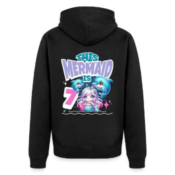 Meerjungfrau 7. Geburtstag Mädchen Kinder - Unisex Premium Bio Zip Hoodie - Schwarz - Hinten - Nico (187cm)