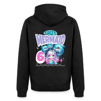Meerjungfrau 6. Geburtstag Mädchen Kinder - Unisex Premium Bio Zip Hoodie - Schwarz - Hinten - Nico (187cm)