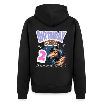 Cheval 2ème Anniversaire Fille Enfants - Veste à capuche bio Premium Unisexe - noir - Dos - Nico (187cm)