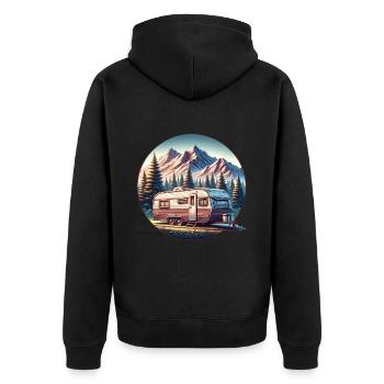 Camping Camper Caravan - Unisex Premium Organic Zip Hoodie - black - Back - Nico (187cm)