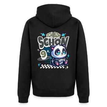 9. Geburtstag Kindergeburtstag Gaming Panda - Unisex Premium Bio Zip Hoodie - Schwarz - Hinten - Nico (187cm)