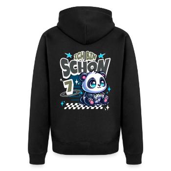 7. Geburtstag Kindergeburtstag Gaming Panda - Unisex Premium Bio Zip Hoodie - Schwarz - Hinten - Nico (187cm)
