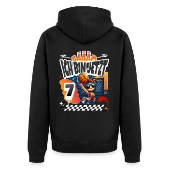 Basketball Bääm Ich Bin Jetzt 7. Geburtstag - Unisex Premium Bio Zip Hoodie - Schwarz - Hinten - Nico (187cm)
