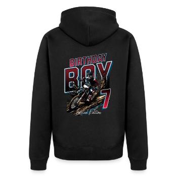 Motocross 7th Birthday - Unisex Premium Organic Zip Hoodie - black - Back - Nico (187cm)