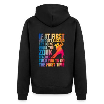 Zouk - Professeur de cours de danse brésilienne - Veste à capuche bio Premium Unisexe - noir - Dos - Nico (187cm)