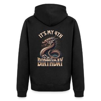 Dragon 4ème anniversaire Dragon - Veste à capuche bio Premium Unisexe - noir - Dos - Nico (187cm)