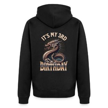 Dragon 3ème anniversaire Dragon - Veste à capuche bio Premium Unisexe - noir - Dos - Nico (187cm)