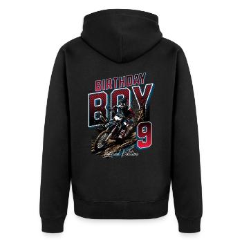 Motocross 9th Birthday - Unisex Premium Organic Zip Hoodie - black - Back - Nico (187cm)