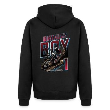 1er anniversaire de motocross - Veste à capuche bio Premium Unisexe - noir - Dos - Nico (187cm)