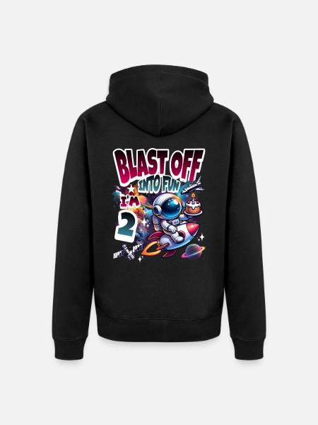 Astronaut 2nd Birthday Space - Unisex Premium Organic Zip Hoodie - black