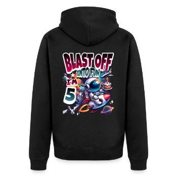 Astronaute 5e anniversaire Espace - Veste à capuche bio Premium Unisexe - noir - Dos - Nico (187cm)