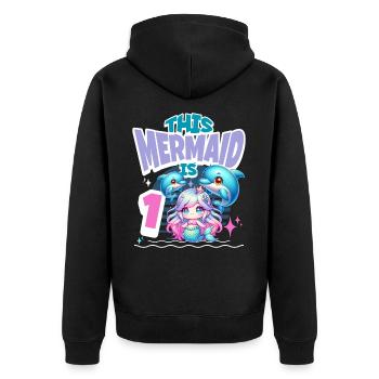 Meerjungfrau 1. Geburtstag Mädchen Kinder - Unisex Premium Bio Zip Hoodie - Schwarz - Hinten - Nico (187cm)