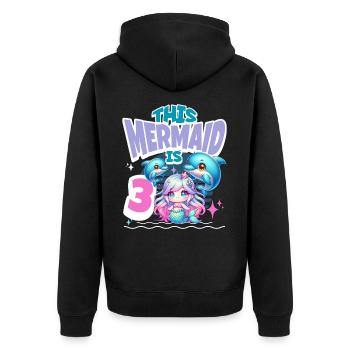 Meerjungfrau 3. Geburtstag Mädchen Kinder - Unisex Premium Bio Zip Hoodie - Schwarz - Hinten - Nico (187cm)