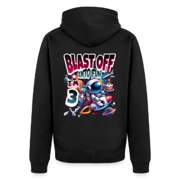 Astronaute 3ème Anniversaire Espace - Veste à capuche bio Premium Unisexe - noir - Dos - Nico (187cm)