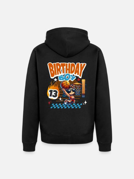 Basketball 13th Birthday - Unisex Premium Organic Zip Hoodie - black