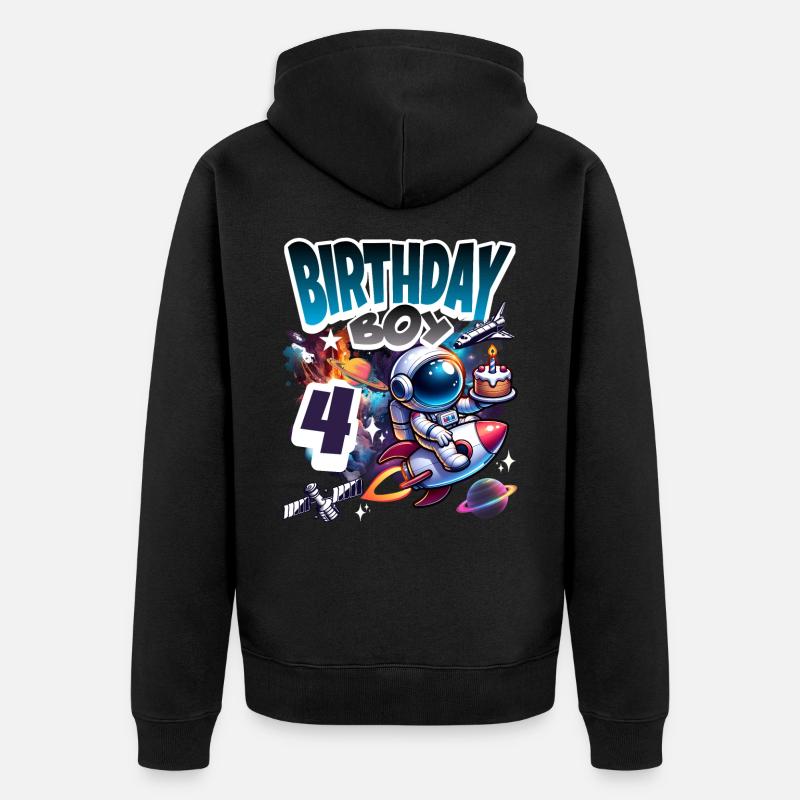 Astronaute 4e anniversaire Espace - Veste à capuche bio Premium Unisexe - noir
