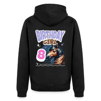 Pferd 8. Geburtstag Mädchen Kinder - Unisex Premium Bio Zip Hoodie - Schwarz - Hinten - Nico (187cm)