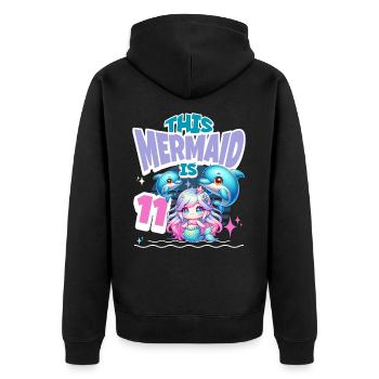 Meerjungfrau 11. Geburtstag Mädchen Kinder - Unisex Premium Bio Zip Hoodie - Schwarz - Hinten - Nico (187cm)