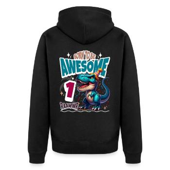 T Rex Dinosaure 1er Anniversaire Enfants Anniversaire - Veste à capuche bio Premium Unisexe - noir - Dos - Nico (187cm)