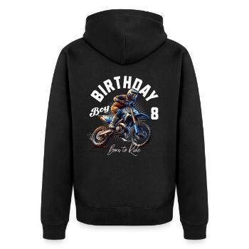 Motocross 8th Birthday - Unisex Premium Organic Zip Hoodie - black - Back - Nico (187cm)
