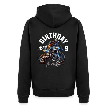 Motocross 9th Birthday - Unisex Premium Organic Zip Hoodie - black - Back - Nico (187cm)