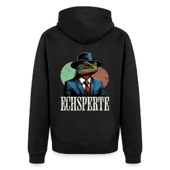 Echsperte Experte - Unisex Premium Bio Zip Hoodie - Schwarz - Hinten - Nico (187cm)