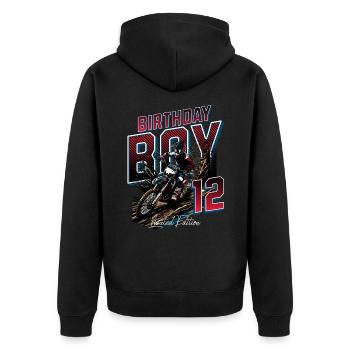 Motocross 12th Birthday - Unisex Premium Organic Zip Hoodie - black - Back - Nico (187cm)