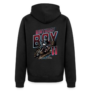 11e anniversaire de motocross - Veste à capuche bio Premium Unisexe - noir - Dos - Nico (187cm)