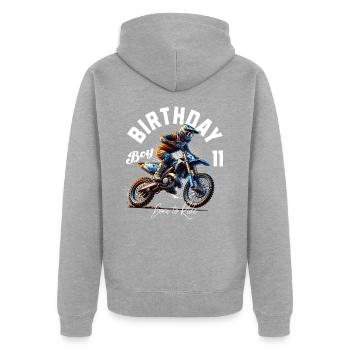 Motocross 11. Geburtstag - Unisex Premium Bio Zip Hoodie - Grau meliert - Hinten - Nico (187cm)