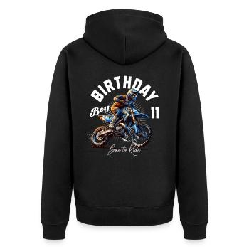 11e anniversaire de motocross - Veste à capuche bio Premium Unisexe - noir - Dos - Nico (187cm)