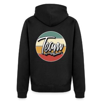Team - Unisex Premium Bio Zip Hoodie - Schwarz - Hinten - Nico (187cm)