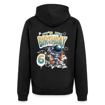 Astronaute 6e anniversaire Chien de l'espace drôle - Veste à capuche bio Premium Unisexe - noir - Dos - Nico (187cm)
