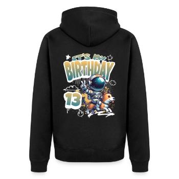 Astronaute 13e anniversaire Chien de l'espace drôle - Veste à capuche bio Premium Unisexe - noir - Dos - Nico (187cm)