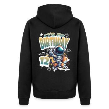 Astronaute 12e anniversaire Chien de l'espace drôle - Veste à capuche bio Premium Unisexe - noir - Dos - Nico (187cm)