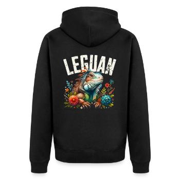 Leguan - Unisex Premium Bio Zip Hoodie - Schwarz - Hinten - Nico (187cm)
