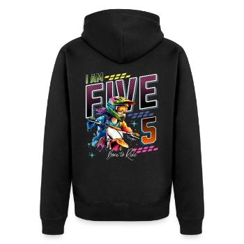 5ème anniversaire des filles de motocross - Veste à capuche bio Premium Unisexe - noir - Dos - Nico (187cm)